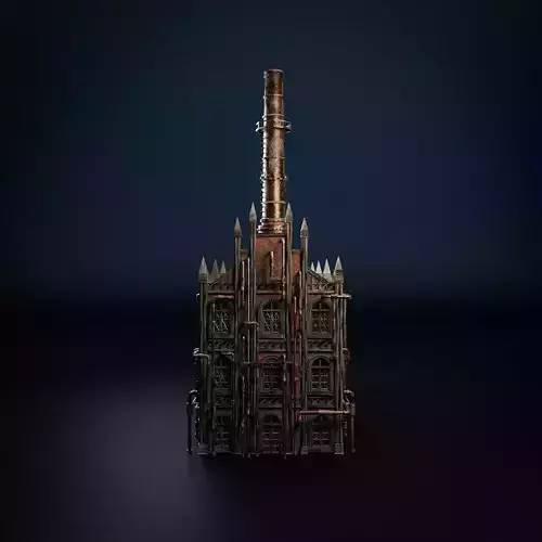 STEAMPUNK INDUSTRIAL BUILDING 4 Low-poly 3D model