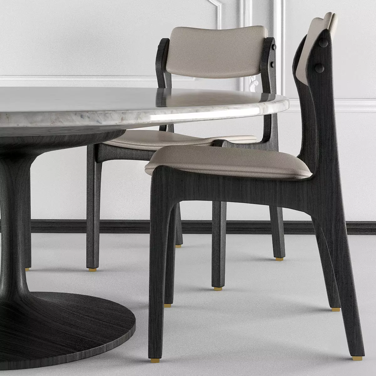 Dining set table and chairs Free 3D model