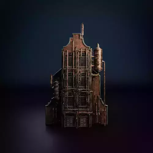 STEAMPUNK INDUSTRIAL BUILDING 5 Low-poly 3D model