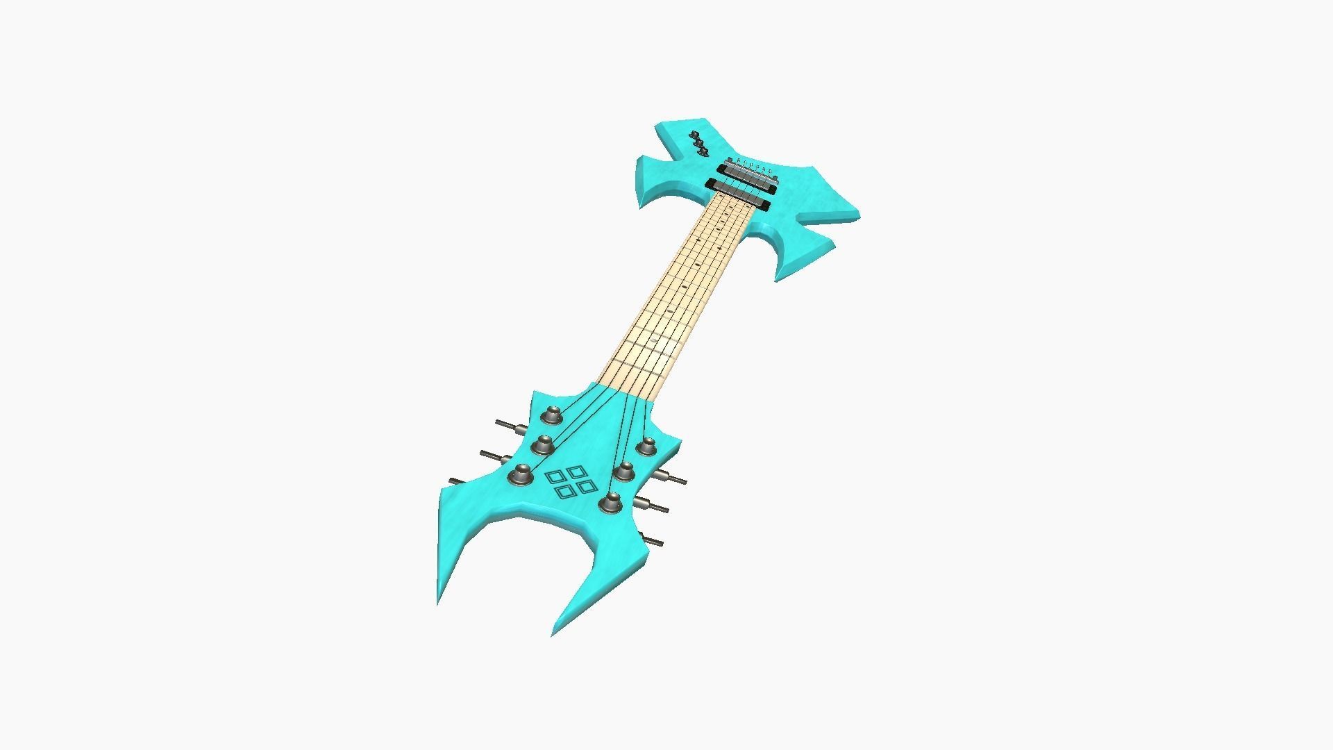 Electric Guitar H04 Light Blue - Music Instrument Design Low-poly 3D model_3