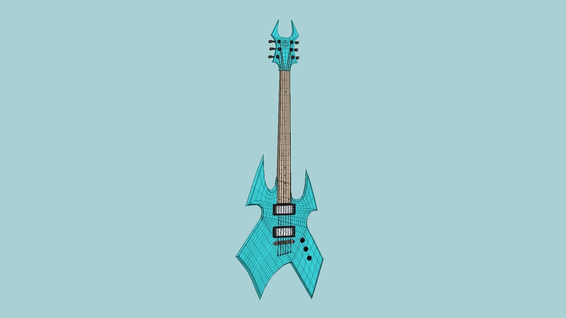 Electric Guitar H04 Light Blue - Music Instrument Design Low-poly 3D model_6