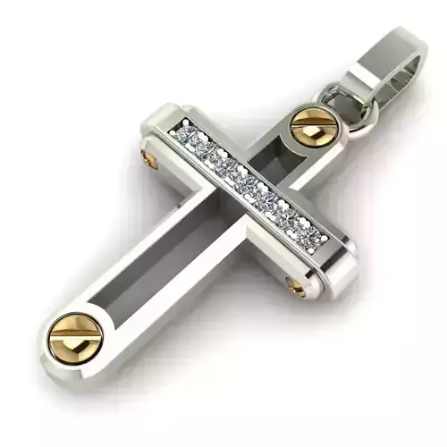 Baraka cross pendant diamond gold  3D print model
