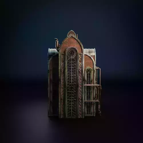 STEAMPUNK INDUSTRIAL BUILDING 9 Low-poly 3D model
