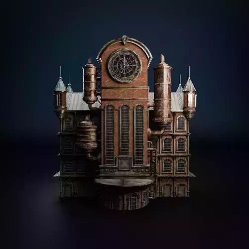 STEAMPUNK INDUSTRIAL BUILDING 10 Low-poly 3D model