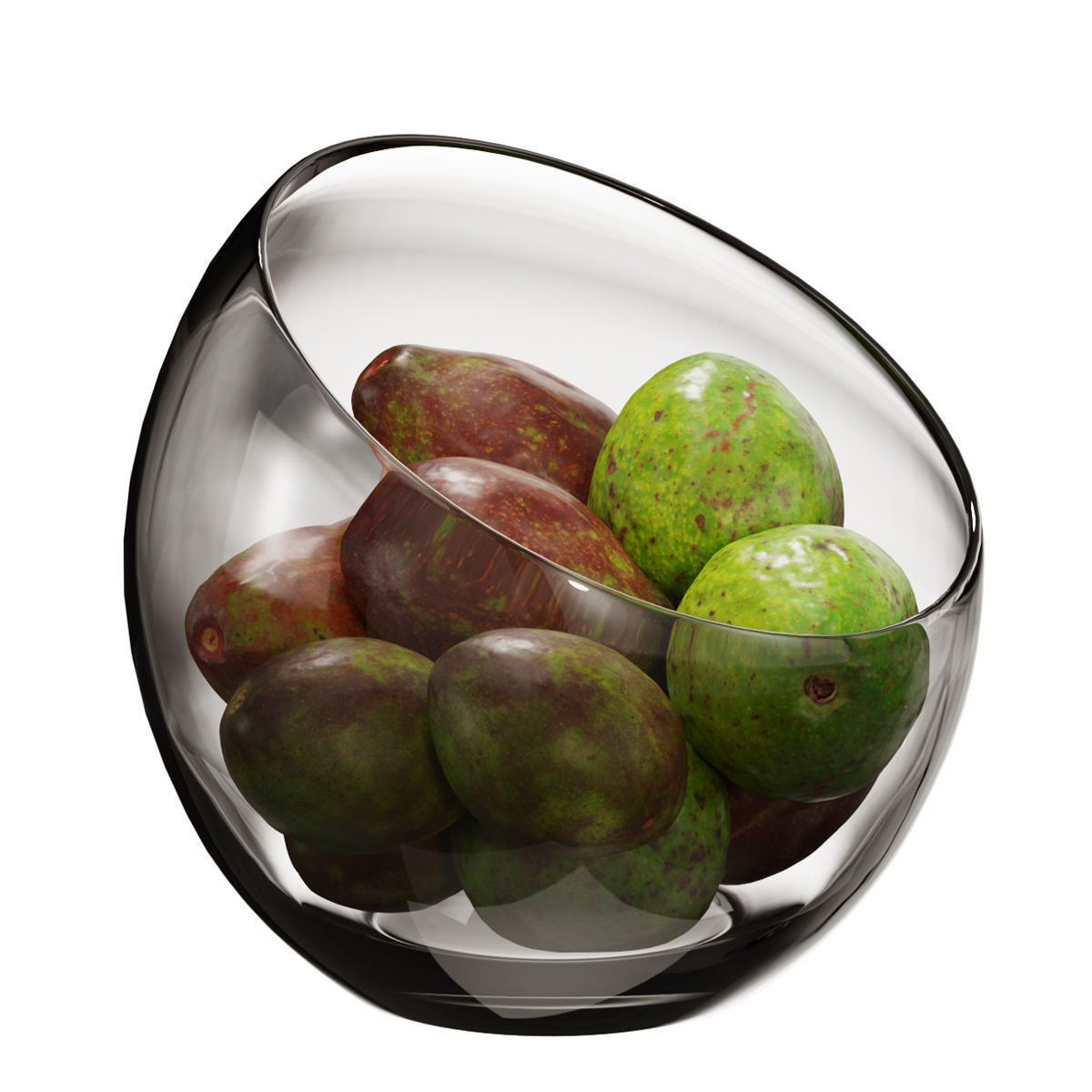 Large Slant Fruit Bowl avocado 3D model_2