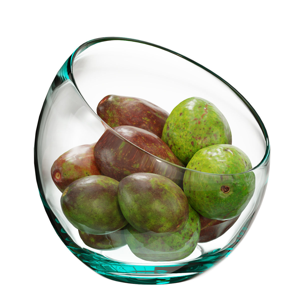 Large Slant Fruit Bowl avocado 3D model_1
