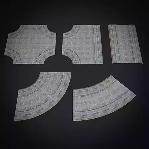 ROAD SET MODULAR ART DECO STEAMPUNK  Low-poly 3D model