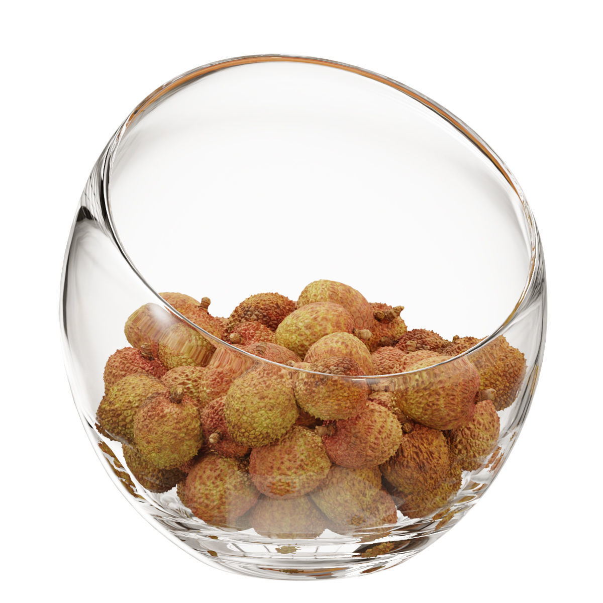 Large Slant Fruit Bowl litchi fruit 3D model_3