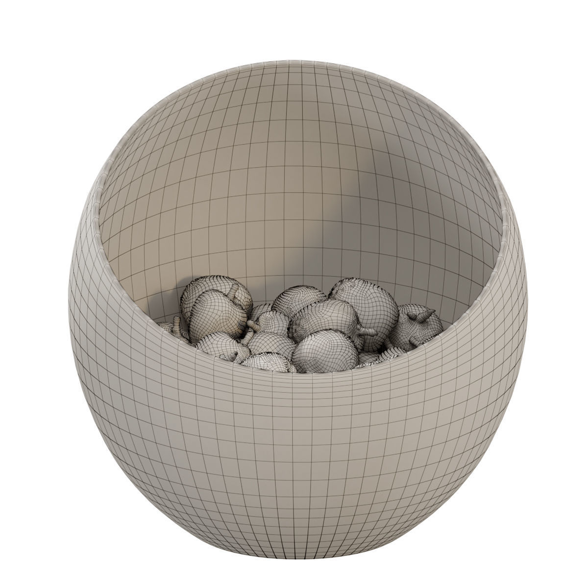 Large Slant Fruit Bowl litchi fruit 3D model_6