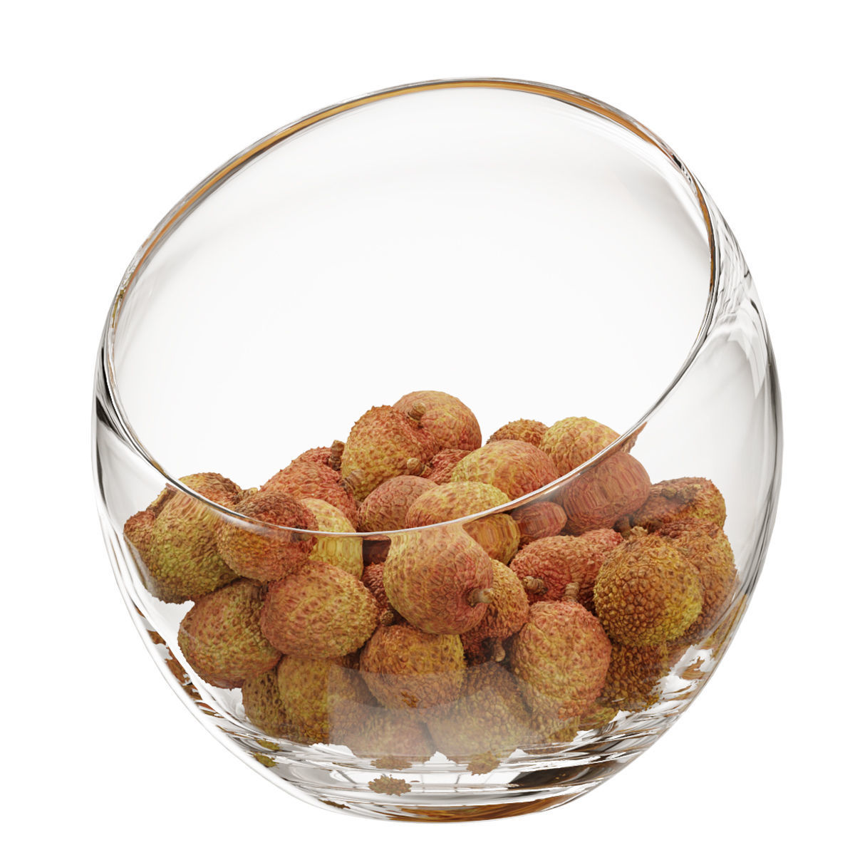 Large Slant Fruit Bowl litchi fruit 3D model_4