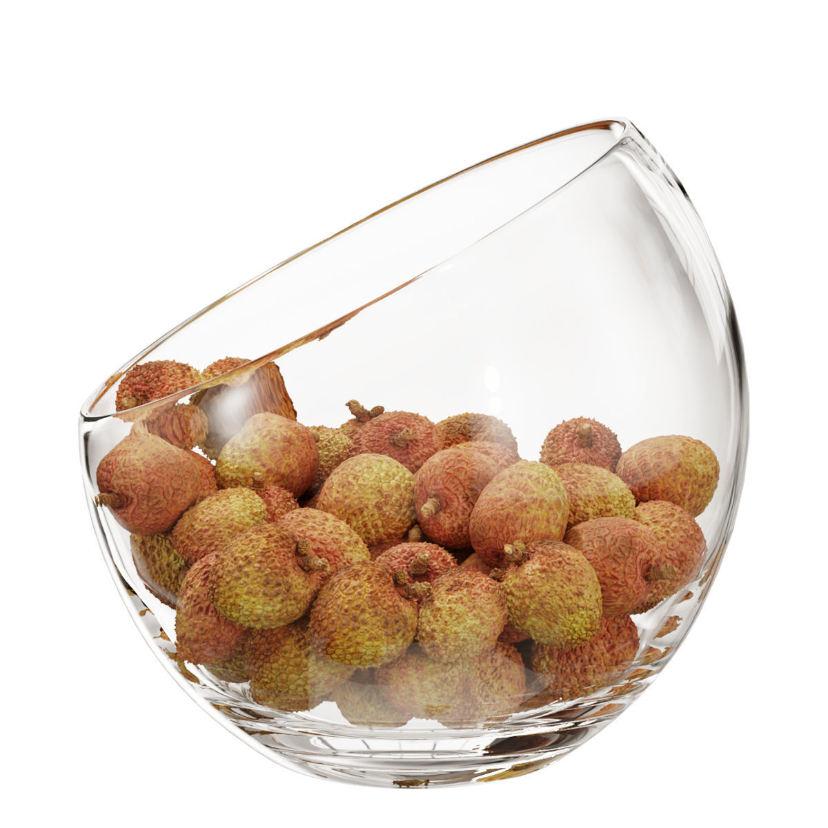 Large Slant Fruit Bowl litchi fruit 3D model_5