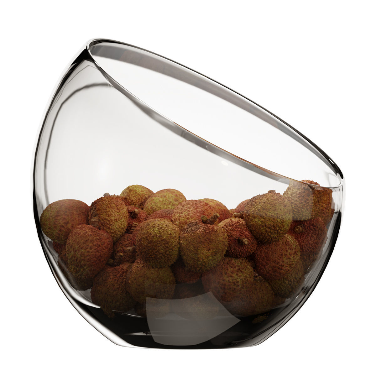 Large Slant Fruit Bowl litchi fruit 3D model_2