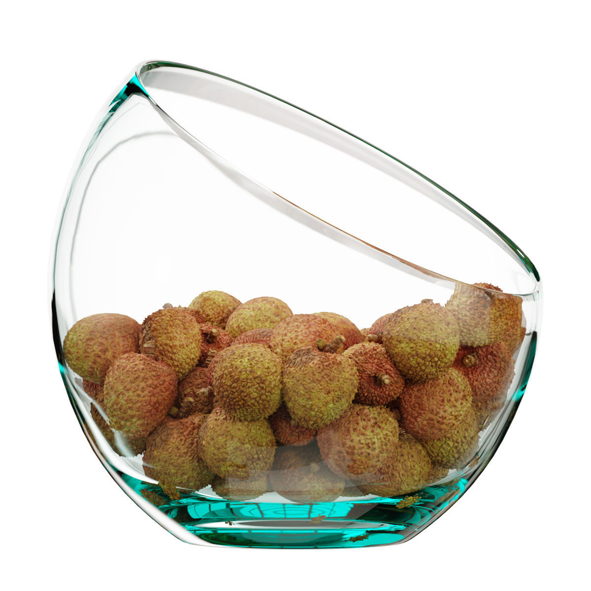 Large Slant Fruit Bowl litchi fruit 3D model_1
