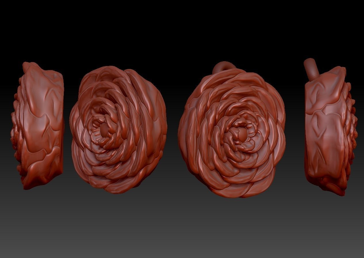 Amazing Rose Pendant Earring 3d print model 3D print model_2