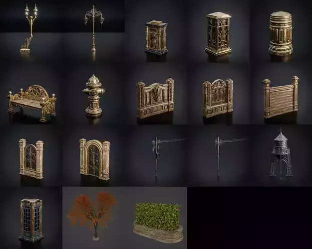 ART DECO STEAMPUNK STREET PROPS ELEMENT