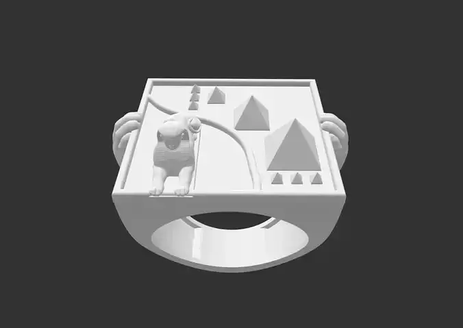 Golden Sphinx Ring 3D print model