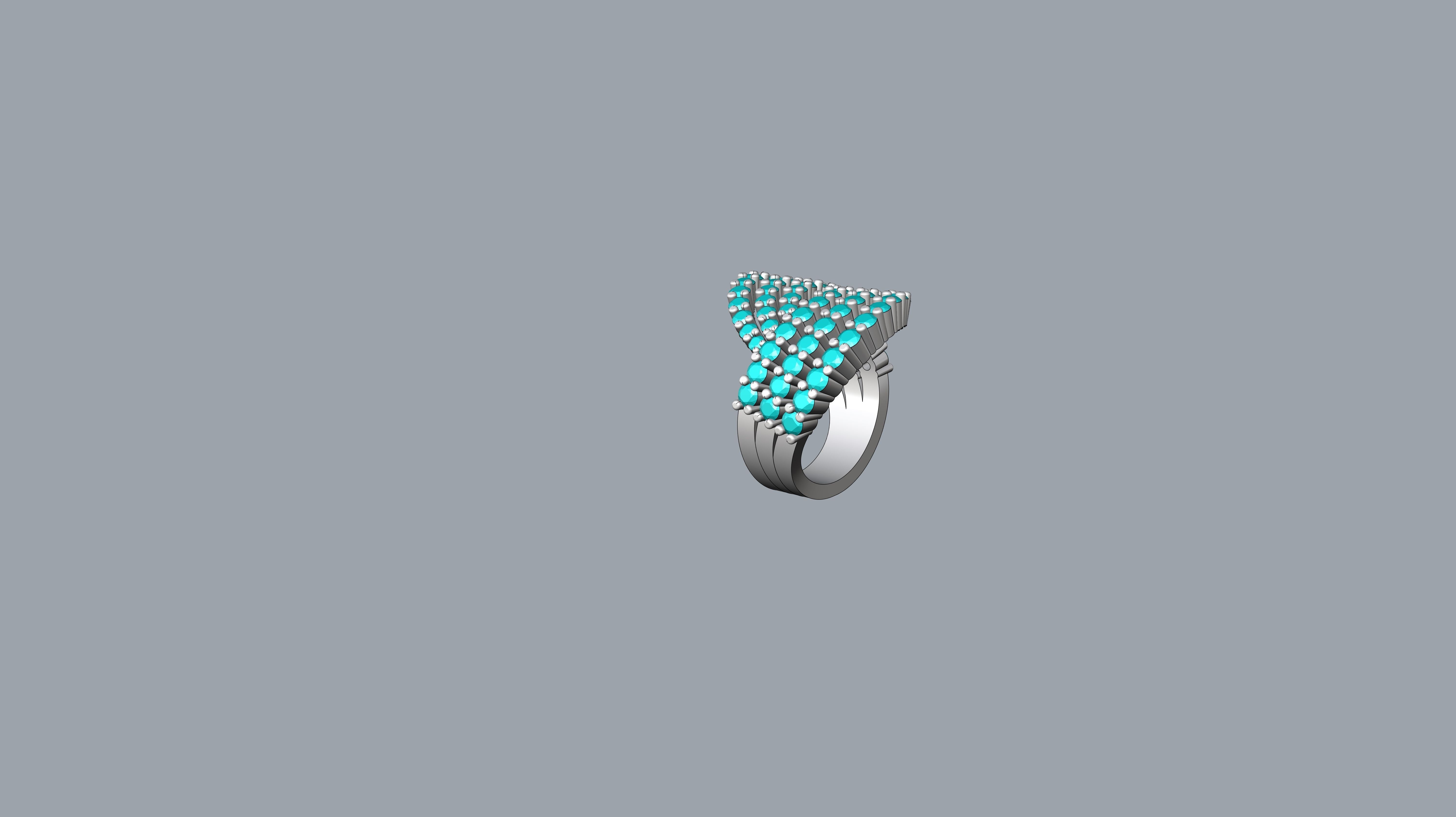 Bold Diamond Ring 3D print model_7