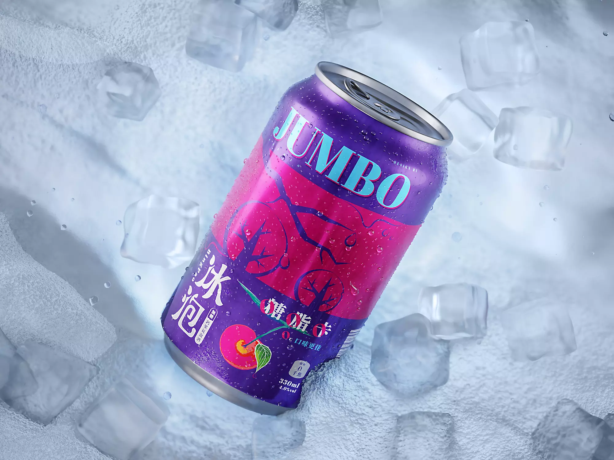  330ml Beverage Can with Drops 3D model_0