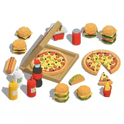 Voxel Fast Food 19 Items