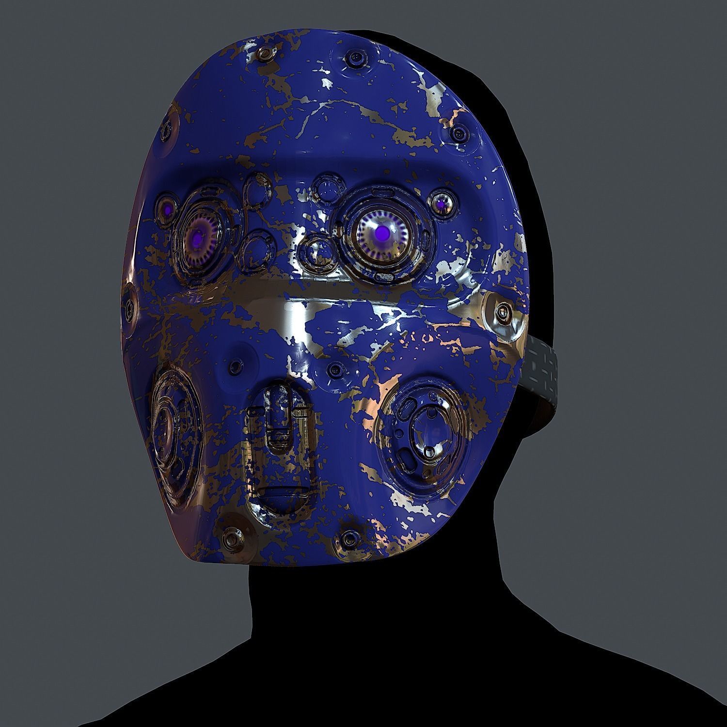 Gas mask helmet 3d model scifi Low-poly Low-poly Low-poly 3D model_2