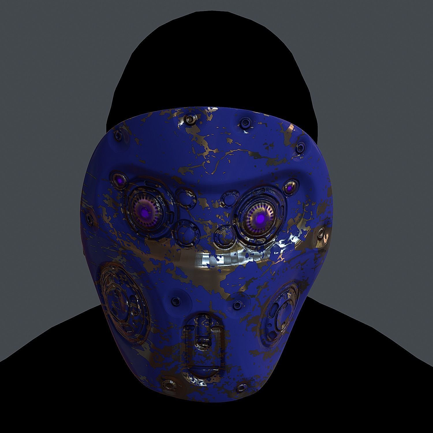 Gas mask helmet 3d model scifi Low-poly Low-poly Low-poly 3D model_4