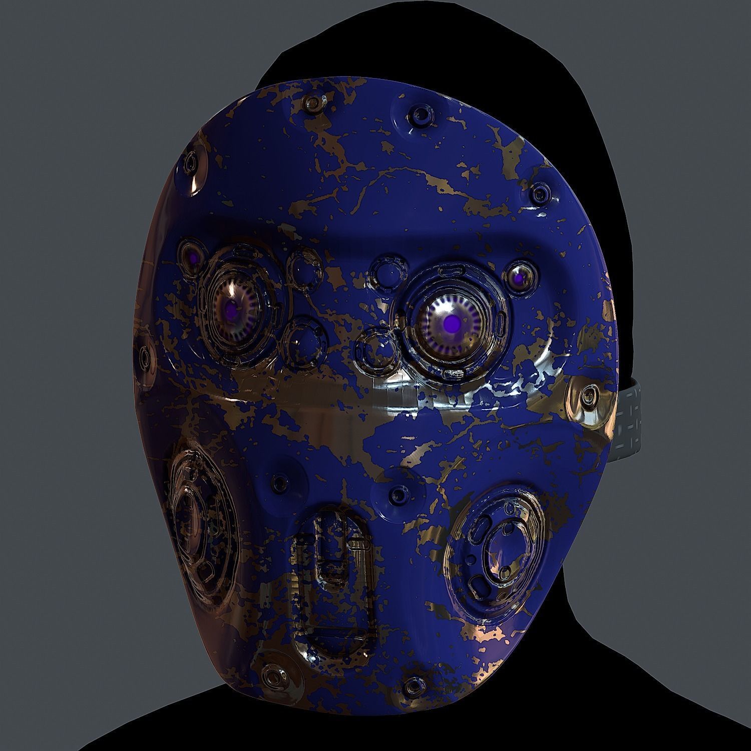 Gas mask helmet 3d model scifi Low-poly Low-poly Low-poly 3D model_1