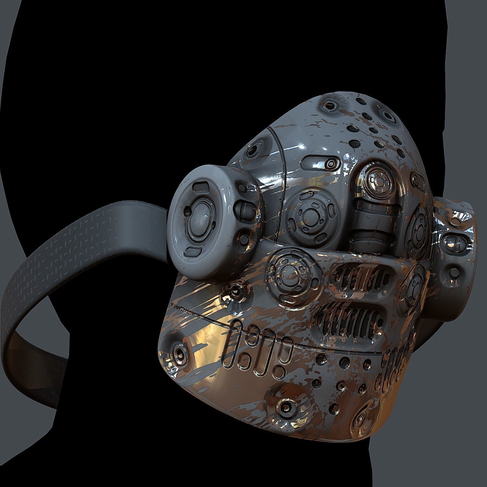 Gas mask helmet 3d model scifi Low-poly Low-poly 3D model_2