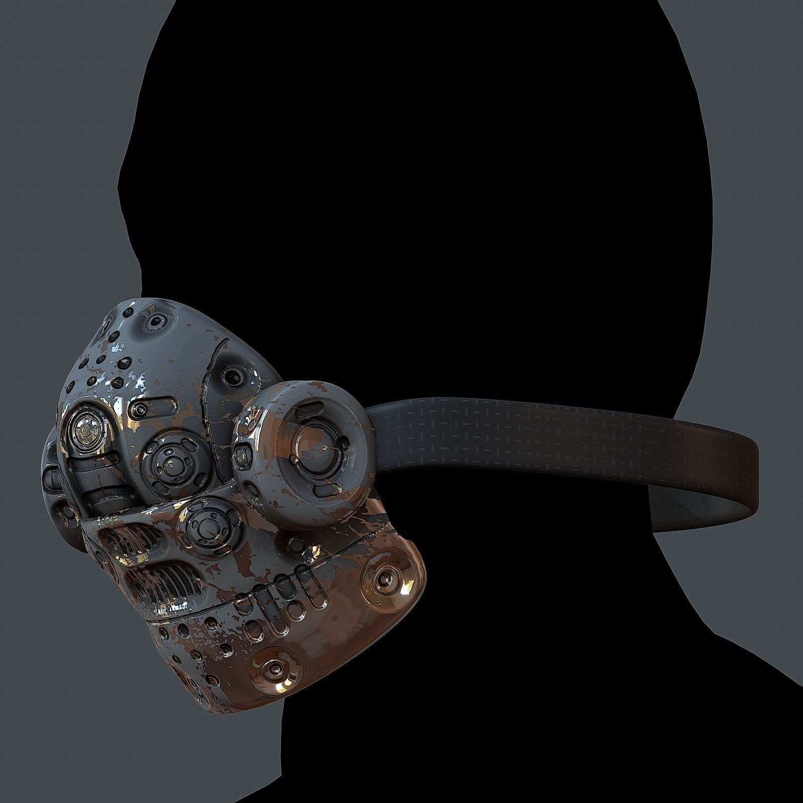 Gas mask helmet 3d model scifi Low-poly Low-poly 3D model_5