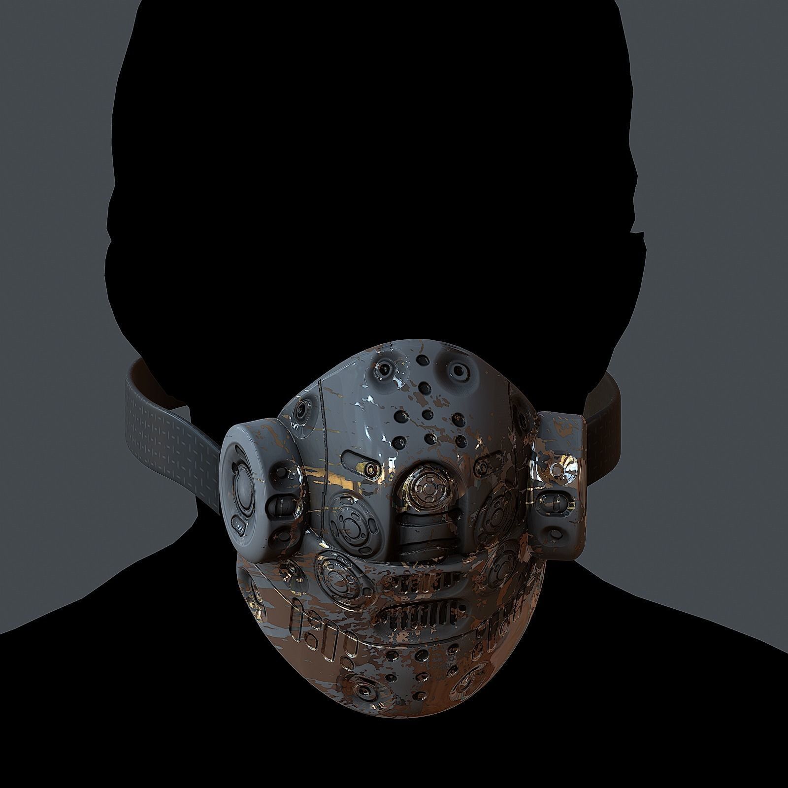 Gas mask helmet 3d model scifi Low-poly Low-poly 3D model_7