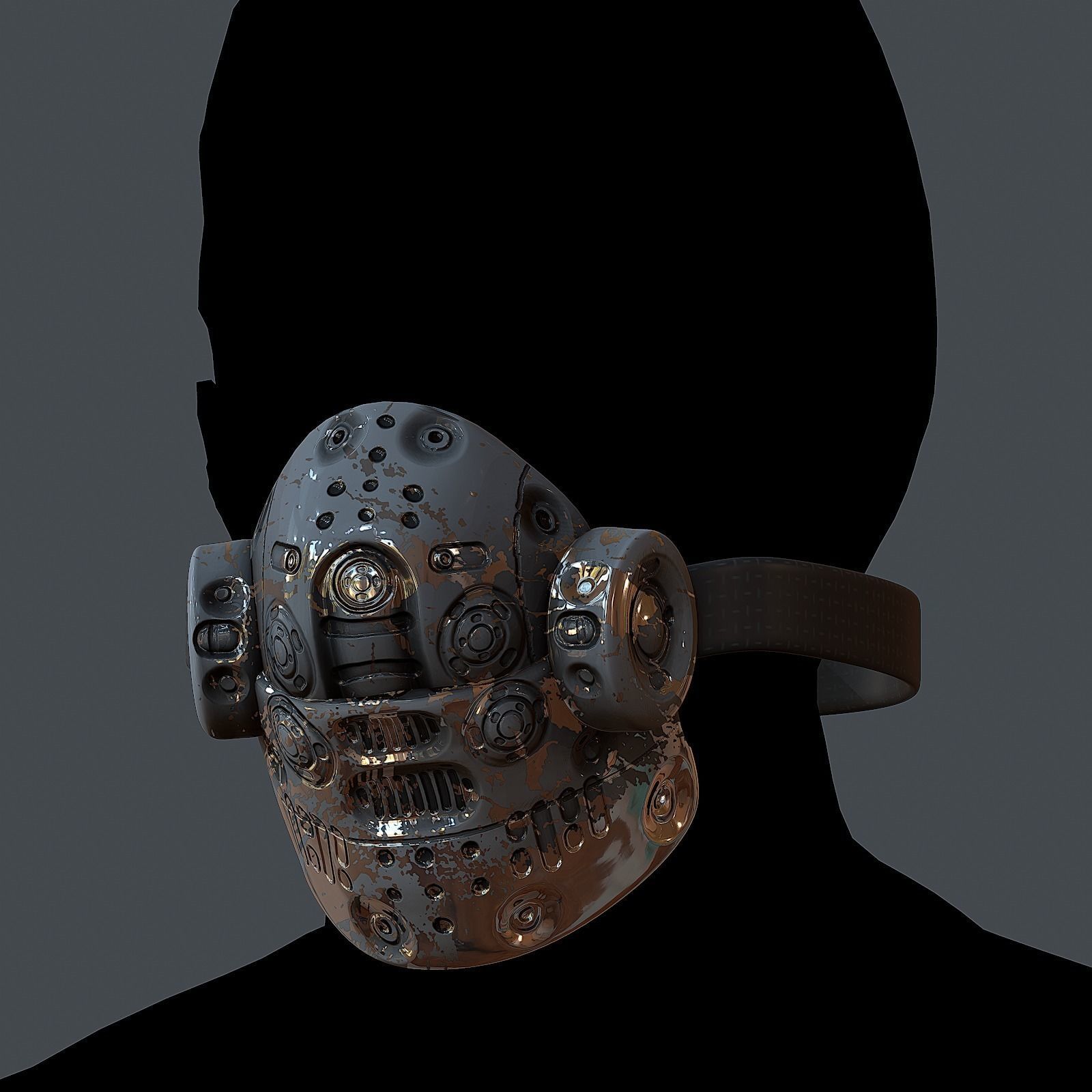 Gas mask helmet 3d model scifi Low-poly Low-poly 3D model_4