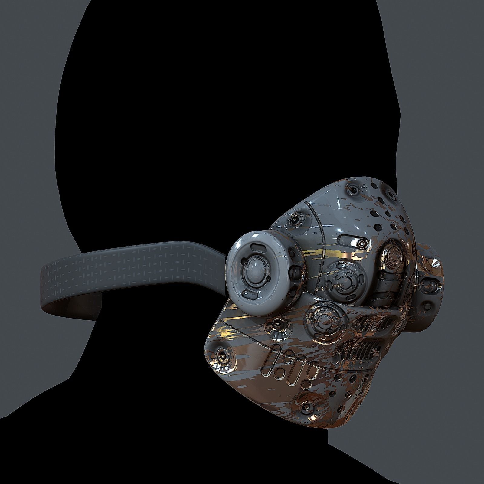 Gas mask helmet 3d model scifi Low-poly Low-poly 3D model_6