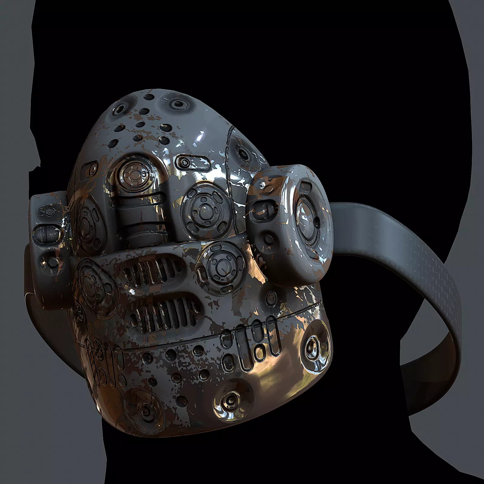 Gas mask helmet 3d model scifi Low-poly Low-poly 3D model_0