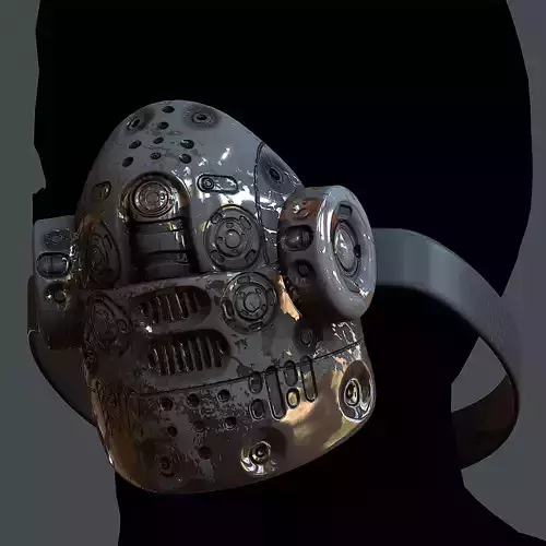 Gas mask helmet 3d model scifi Low-poly Low-poly 3D model Gas mask helmet 3d model scifi Low-poly Low-poly 3D model