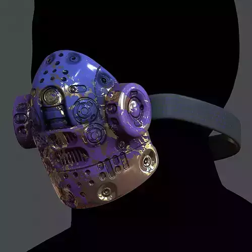 Gas mask helmet 3d model scifi Low-poly 