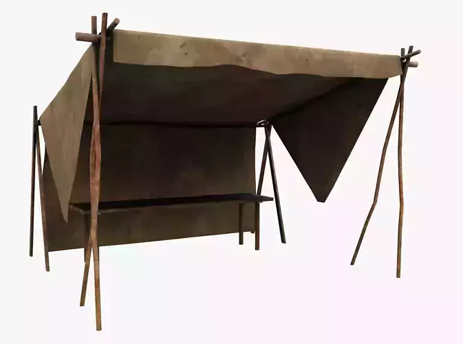 Market Stall Cotton Low-poly 3D model