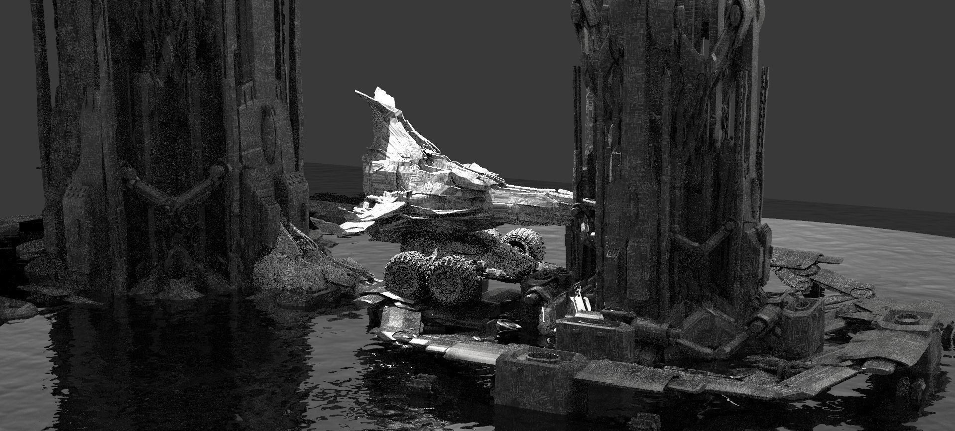 Ship Trekker base 1 Kit bash 1  3D model_2