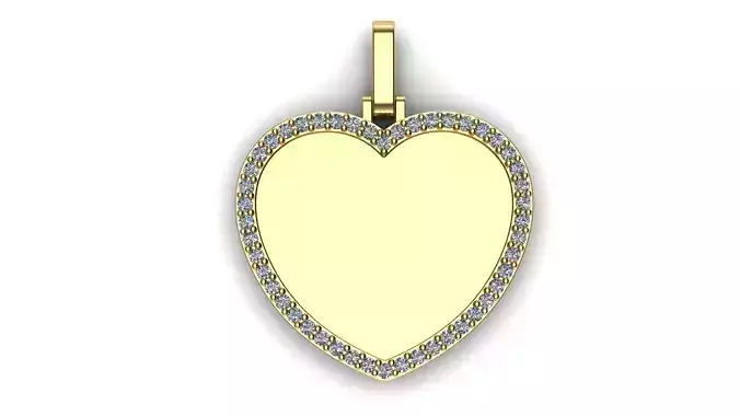 Heart Plate 20x18 mm with Diamond Contour Pendant