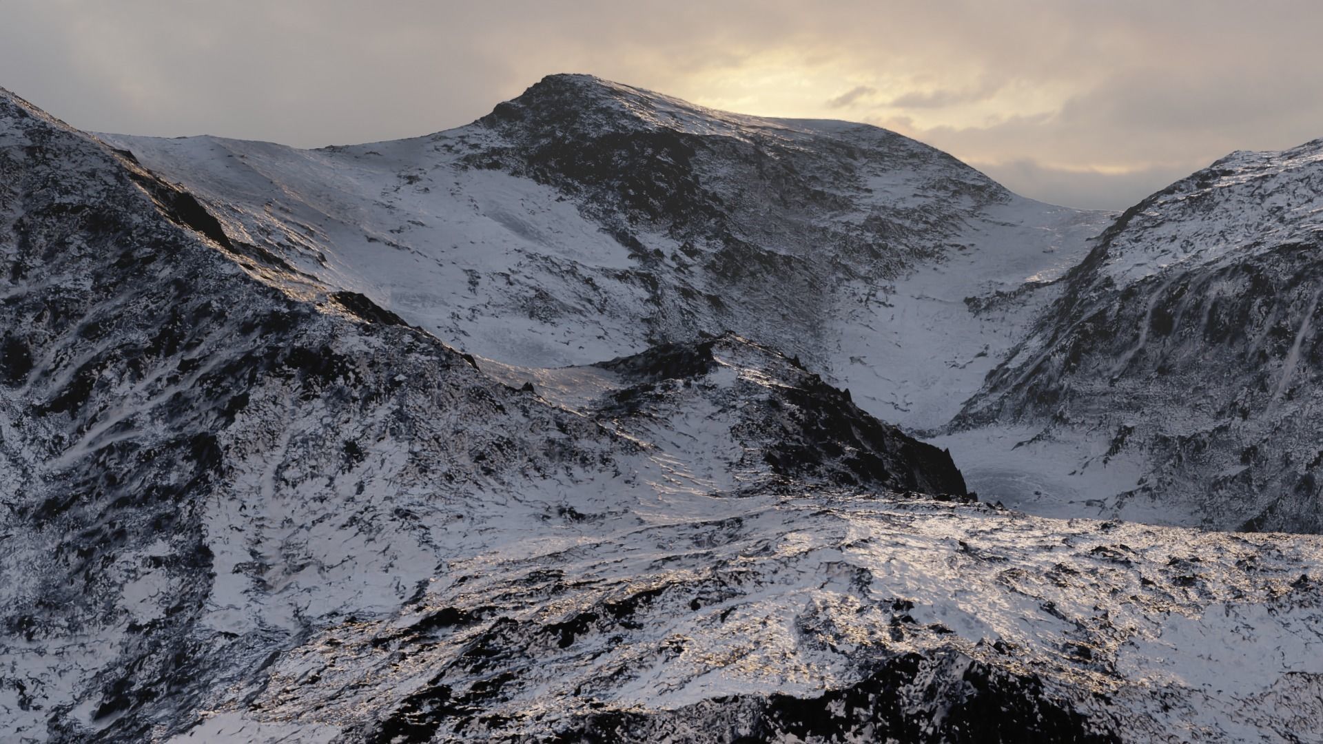 360 Degree Snowy Mountains 3D model_1