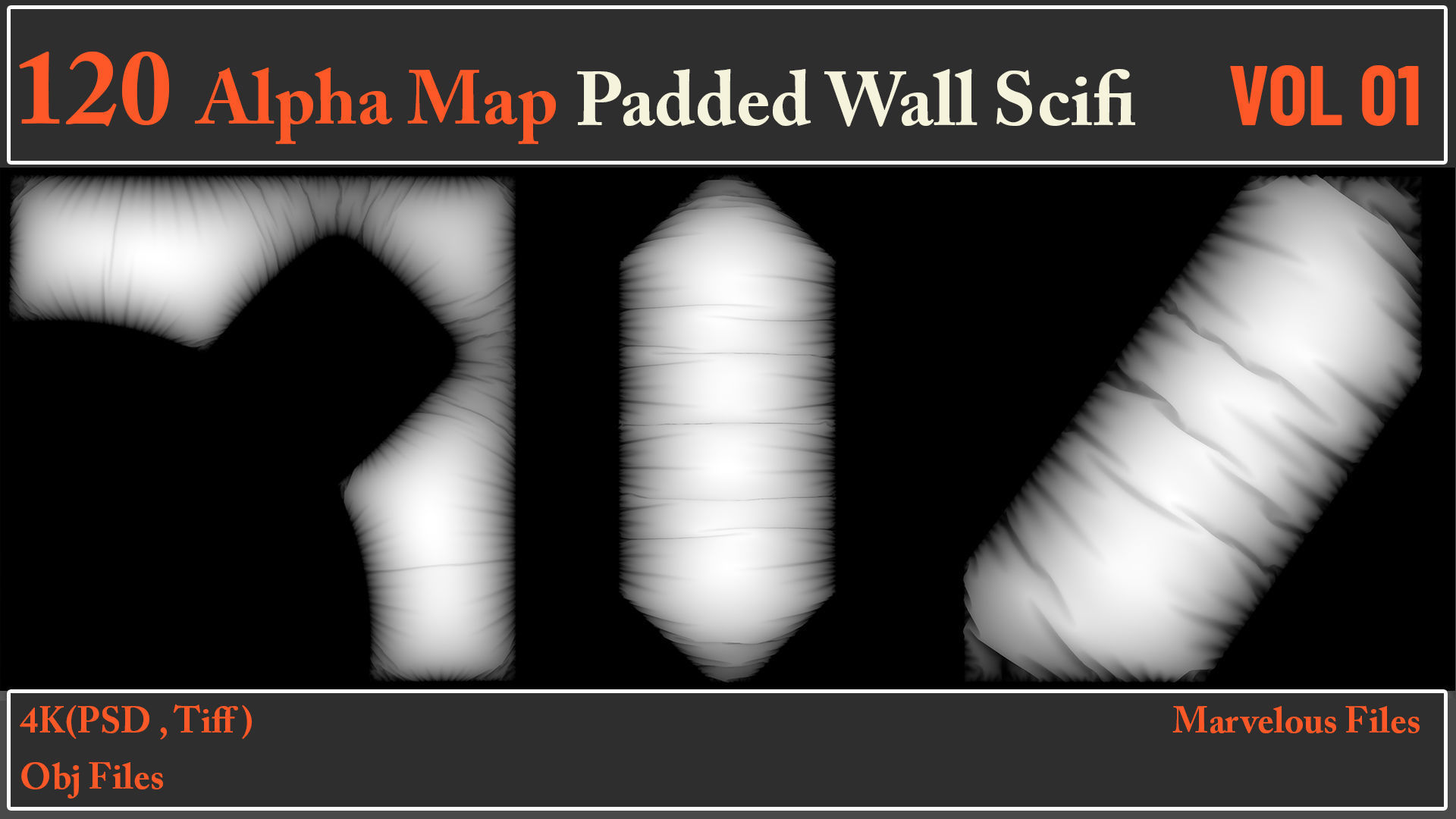 120 Alpha Maps Padded Wall SCIFI - 120 Alpha Maps Padded Wall Scifi 3d Model Obj Zpac 
