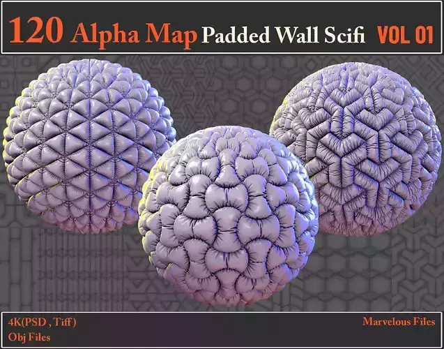 120 Alpha Maps Padded Wall SCIFI Texture