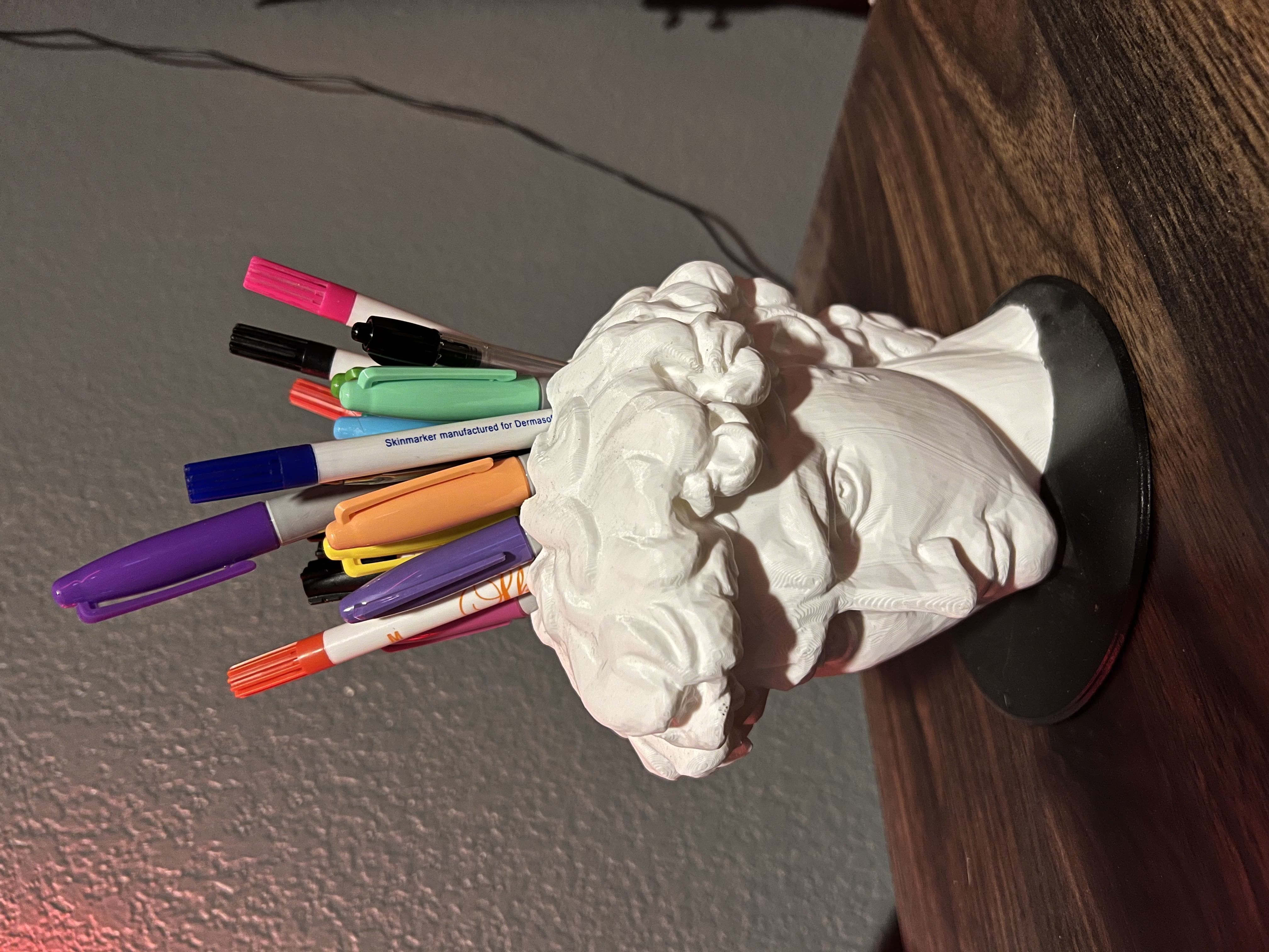 David of Michelangelo Head Pen Holder 3D print model_2