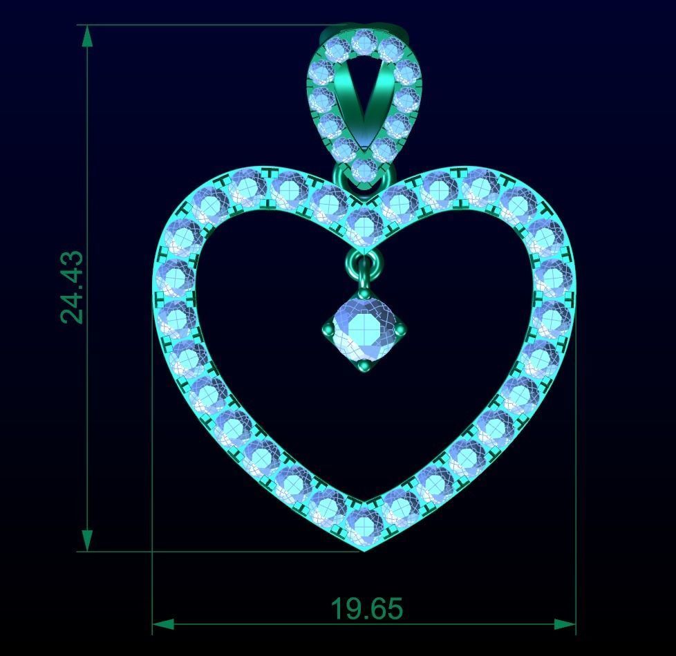 Women Heart Pendant 2 3D print model_3