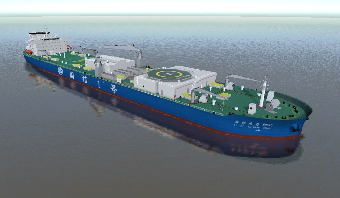 Farm-raised fish aquaculture vessel Guoxin-1 low-poly 3d model Low-poly 3D model_3