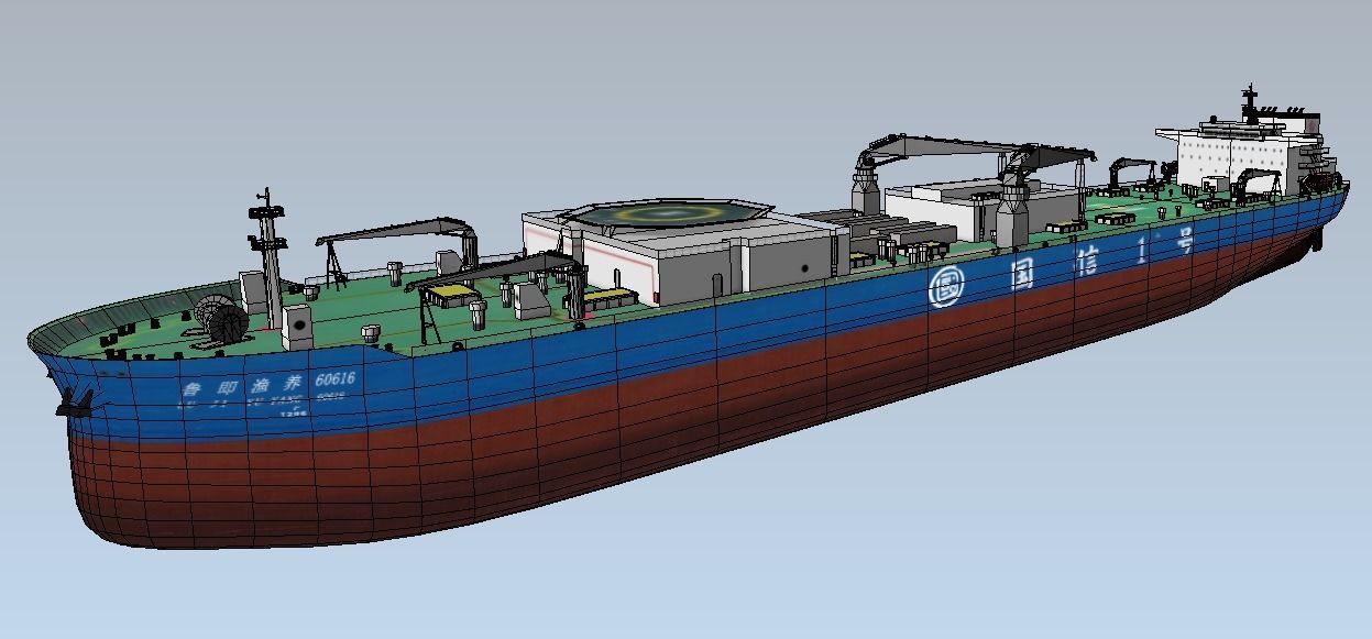 Farm-raised fish aquaculture vessel Guoxin-1 low-poly 3d model Low-poly 3D model_2