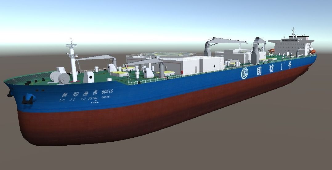 Farm-raised fish aquaculture vessel Guoxin-1 low-poly 3d model Low-poly 3D model_8