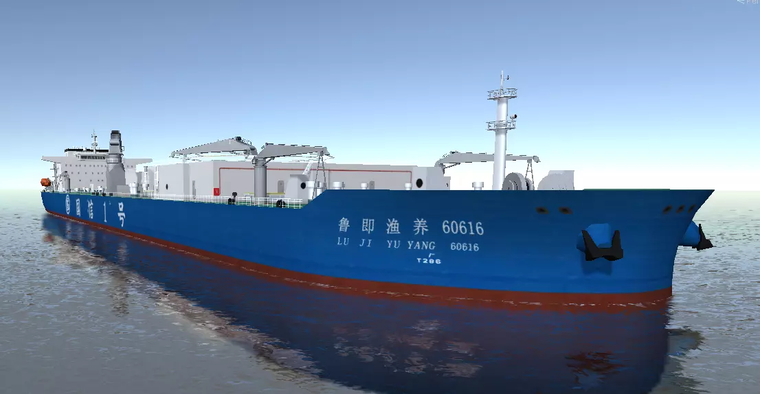 Farm-raised fish aquaculture vessel Guoxin-1 low-poly 3d model Low-poly 3D model_0