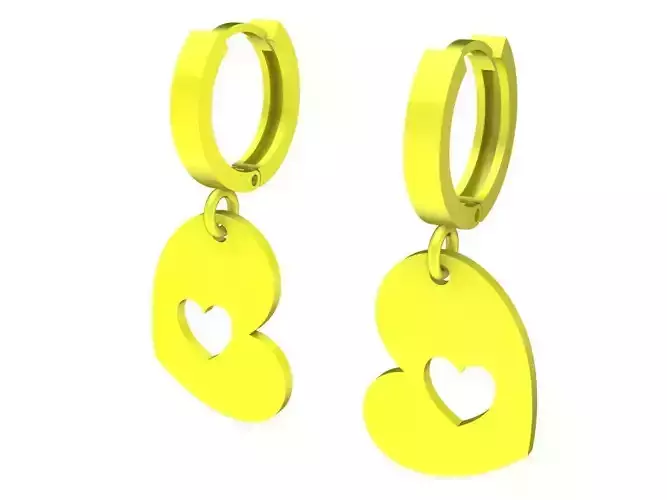 5719 heart earrings 3D print model