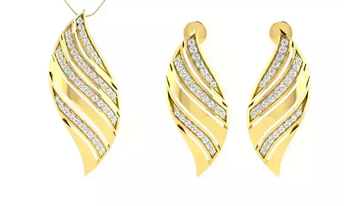 Pendant Earring Set 3dm STL OBJ FBX Render Details