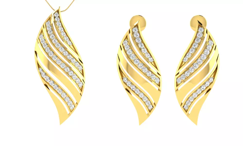 Pendant Earring Set 3dm STL OBJ FBX Render Details 3D print model_0