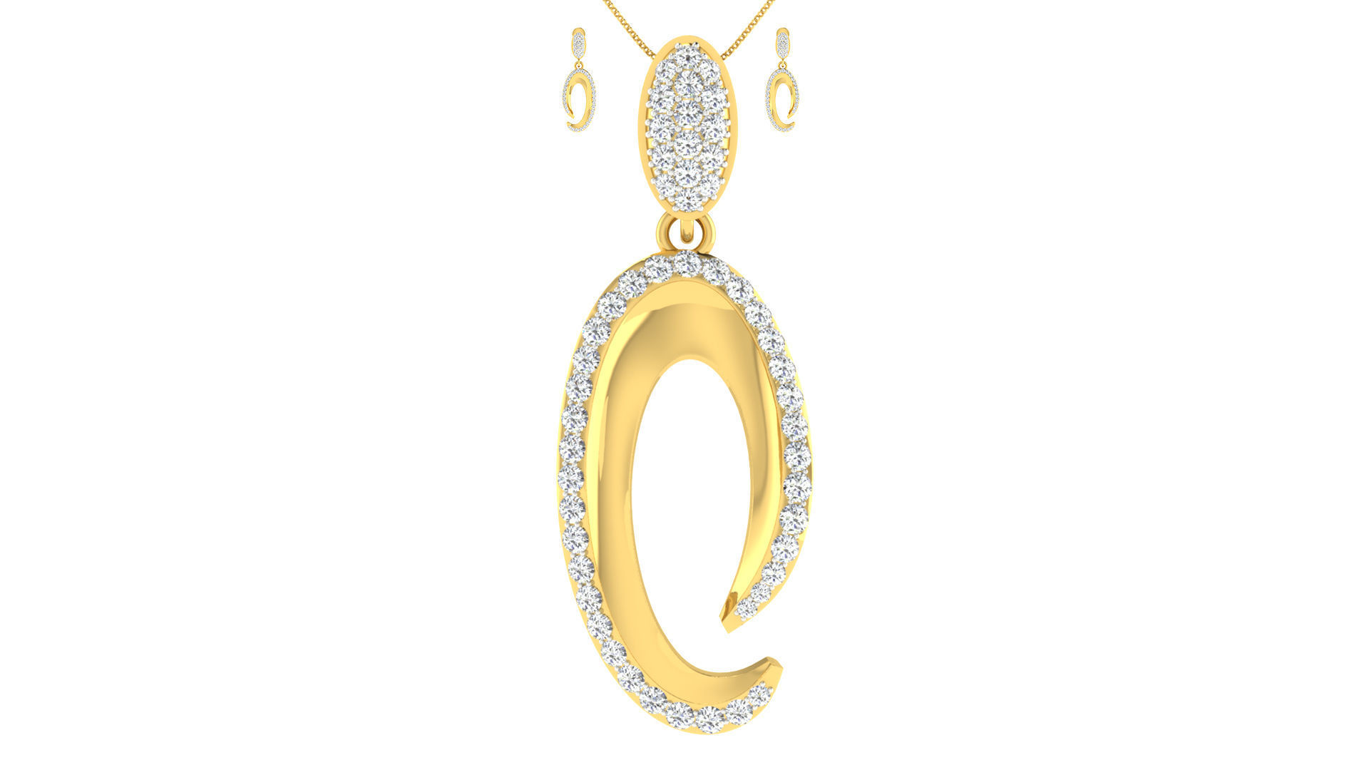 Pendant Earring Set 3dm STL OBJ FBX Render Details 3D print model_11